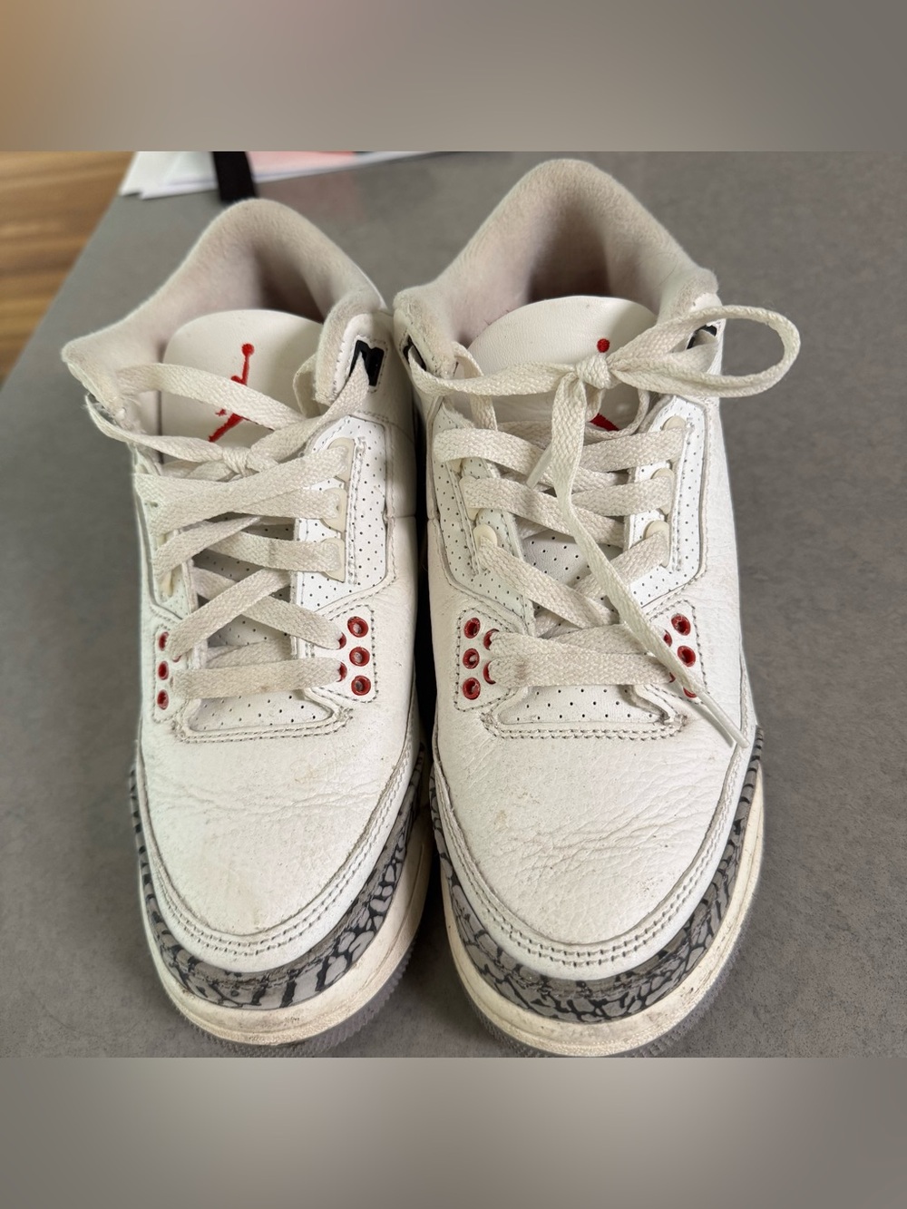 Nike Air Jordan 3 Retro White Cement Kids Size 5Y Sneakers
